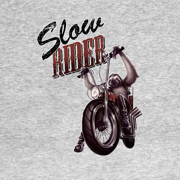 Slow Rider - Funny Sloth Biker Design by ThinkStrange